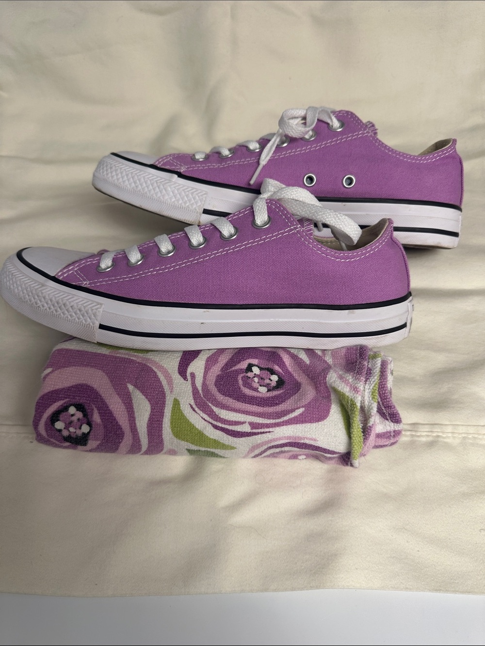 Converse Low Top Sneakers - Lavender Purple with White - Picture 2 of 7